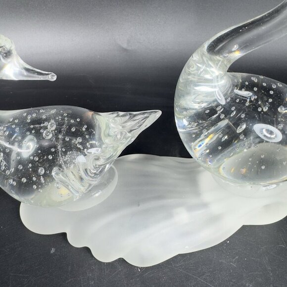 1980s Clear Swan Duck Figurine On Frosted Base Manganese 365nm Green UV Glow VTG - Picture 10 of 12